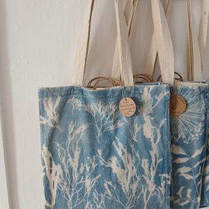 Hand Printed Cyanotype Tote Bag - "Seaweed"
