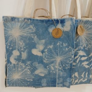 Hand Printed Cyanotype Tote Bag - "3 Alliums"