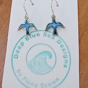 Earrings - Tiny Bird Charms Enhanced with Translucent Resin