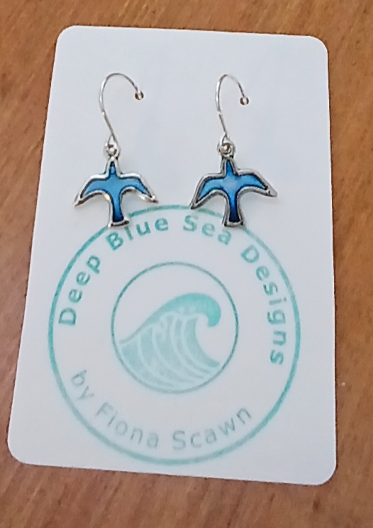 Earrings - Tiny Bird Charms Enhanced with Translucent Resin